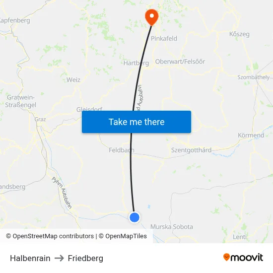 Halbenrain to Friedberg map