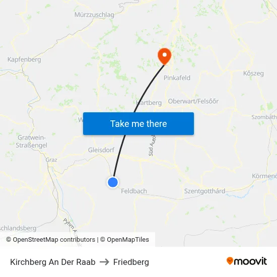 Kirchberg An Der Raab to Friedberg map
