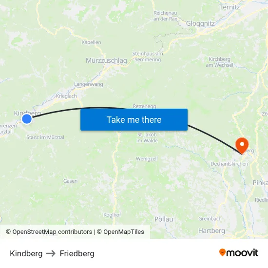 Kindberg to Friedberg map