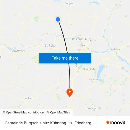 Gemeinde Burgschleinitz-Kühnring to Friedberg map