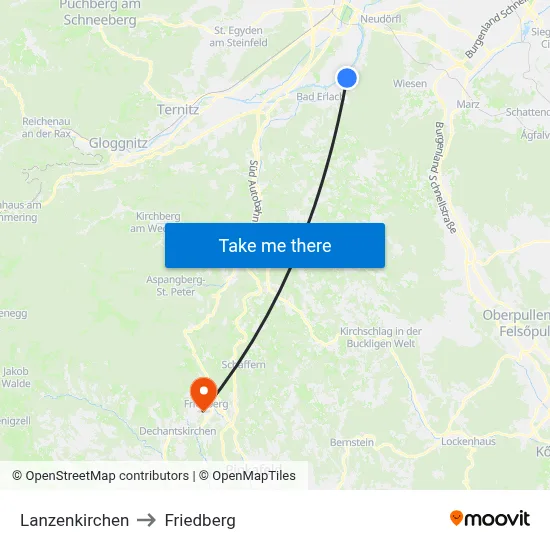 Lanzenkirchen to Friedberg map