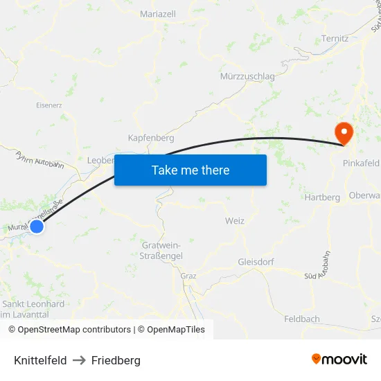Knittelfeld to Friedberg map