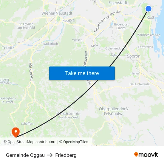 Gemeinde Oggau to Friedberg map