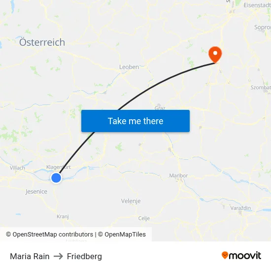 Maria Rain to Friedberg map