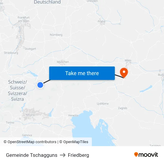 Gemeinde Tschagguns to Friedberg map