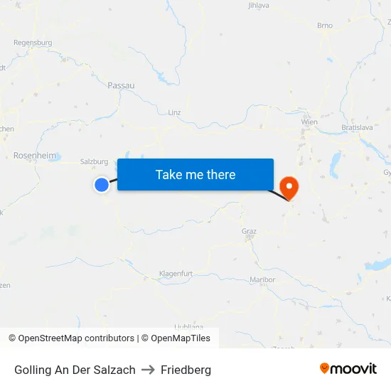 Golling An Der Salzach to Friedberg map