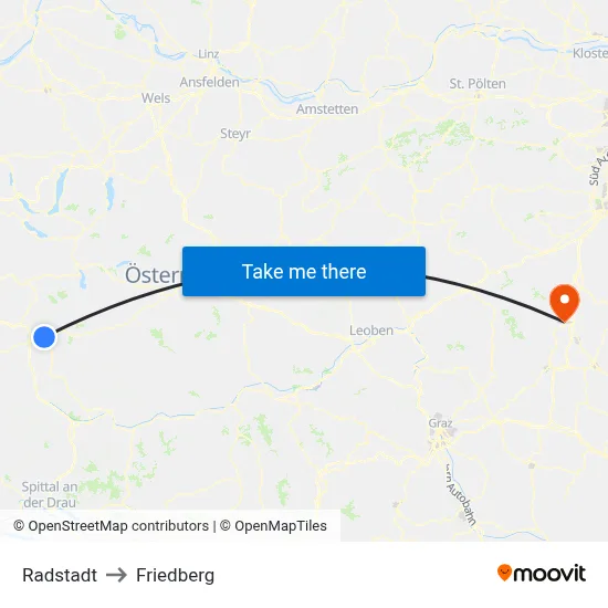 Radstadt to Friedberg map