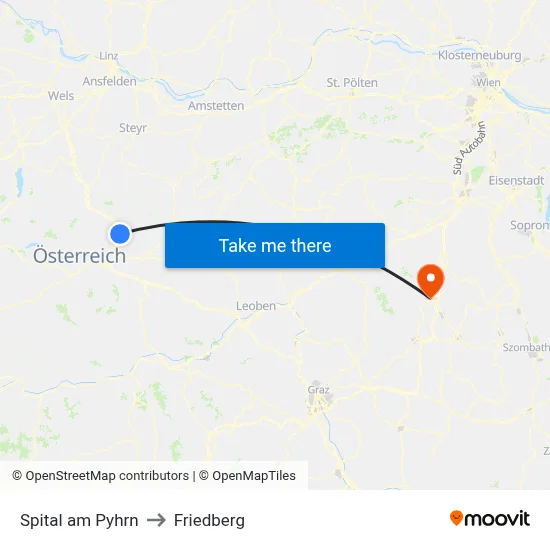 Spital am Pyhrn to Friedberg map