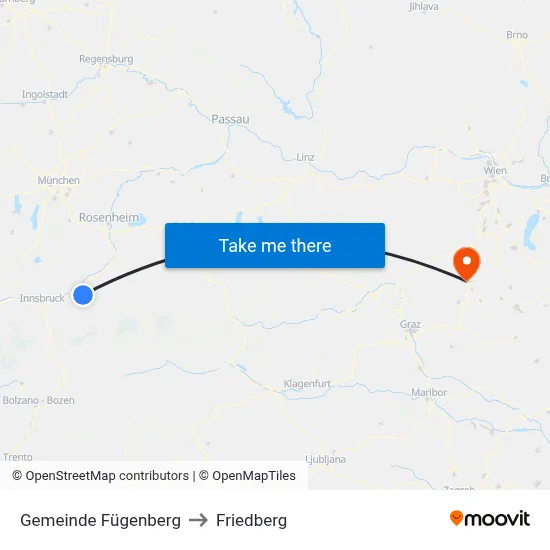 Gemeinde Fügenberg to Friedberg map