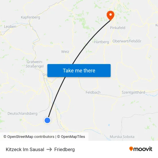 Kitzeck Im Sausal to Friedberg map