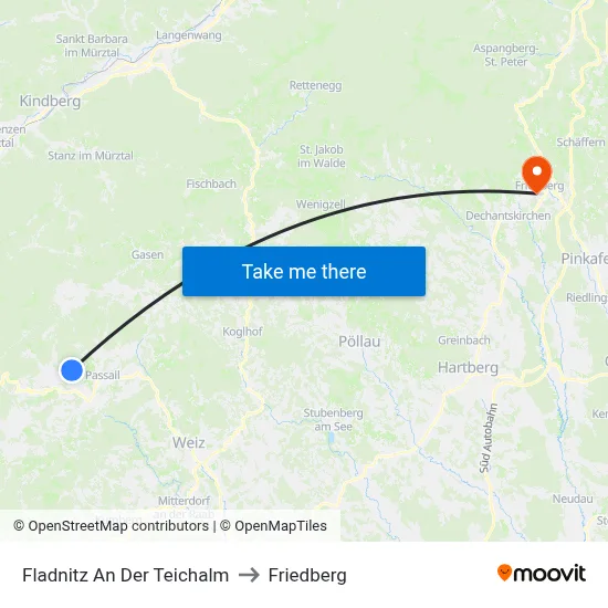 Fladnitz An Der Teichalm to Friedberg map