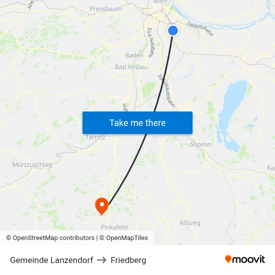 Gemeinde Lanzendorf to Friedberg map