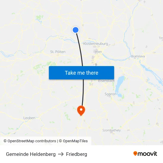 Gemeinde Heldenberg to Friedberg map