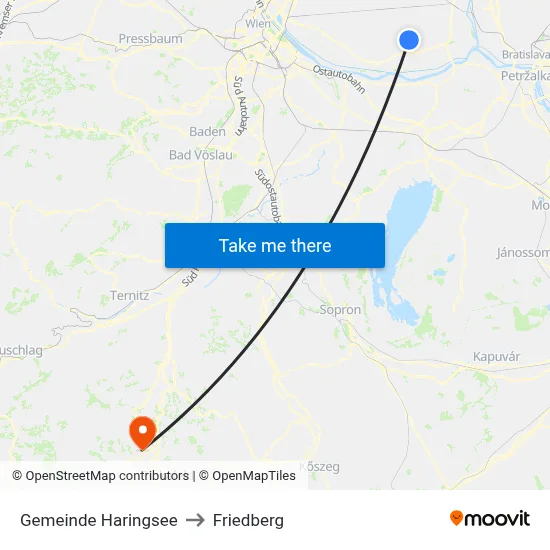 Gemeinde Haringsee to Friedberg map