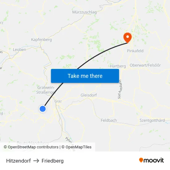 Hitzendorf to Friedberg map