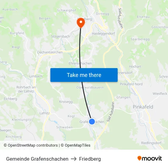 Gemeinde Grafenschachen to Friedberg map