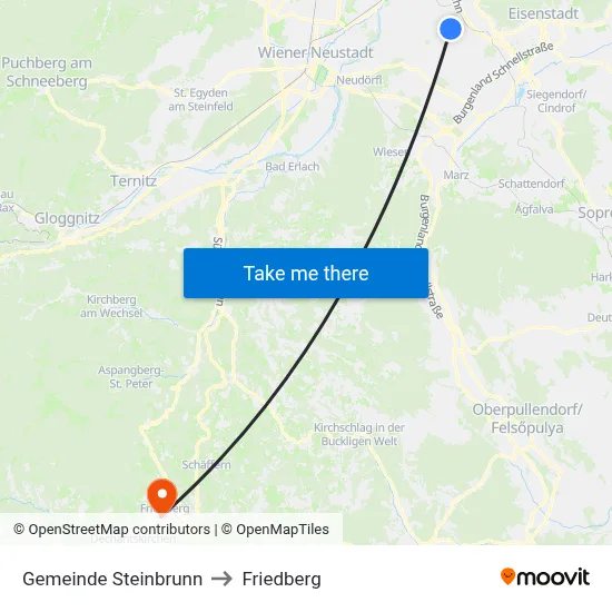 Gemeinde Steinbrunn to Friedberg map