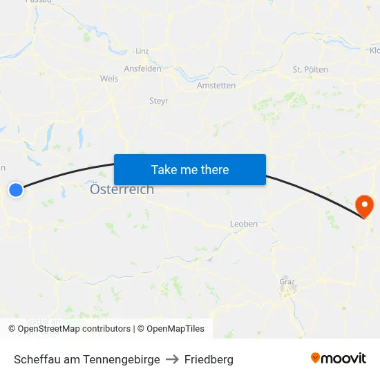 Scheffau am Tennengebirge to Friedberg map