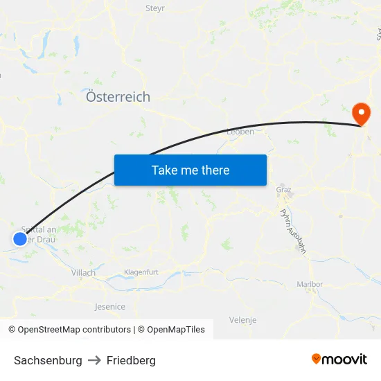 Sachsenburg to Friedberg map