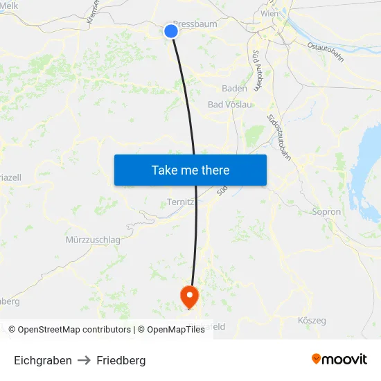 Eichgraben to Friedberg map