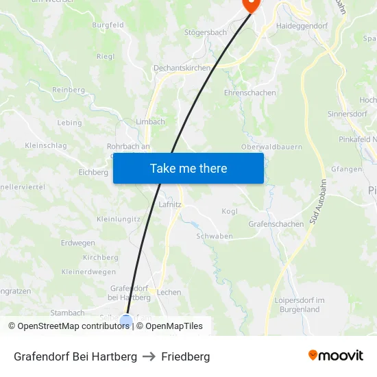 Grafendorf Bei Hartberg to Friedberg map