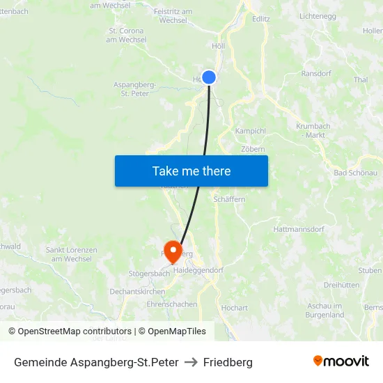 Gemeinde Aspangberg-St.Peter to Friedberg map