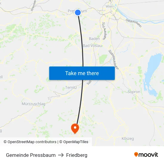 Gemeinde Pressbaum to Friedberg map