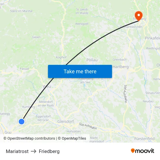 Mariatrost to Friedberg map