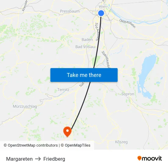 Margareten to Friedberg map