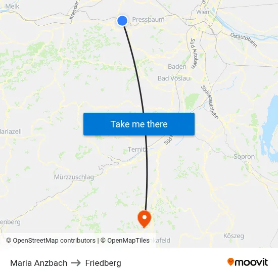 Maria Anzbach to Friedberg map