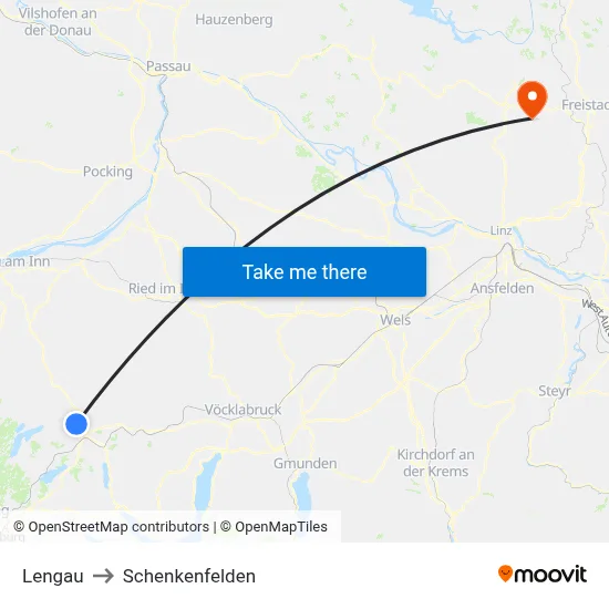 Lengau to Schenkenfelden map