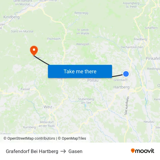 Grafendorf Bei Hartberg to Gasen map