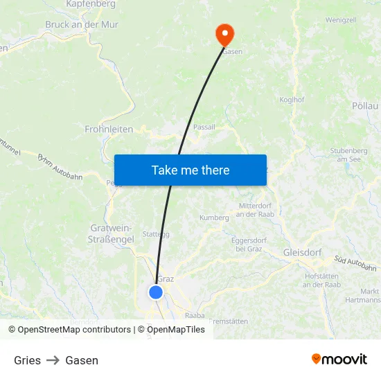 Gries to Gasen map