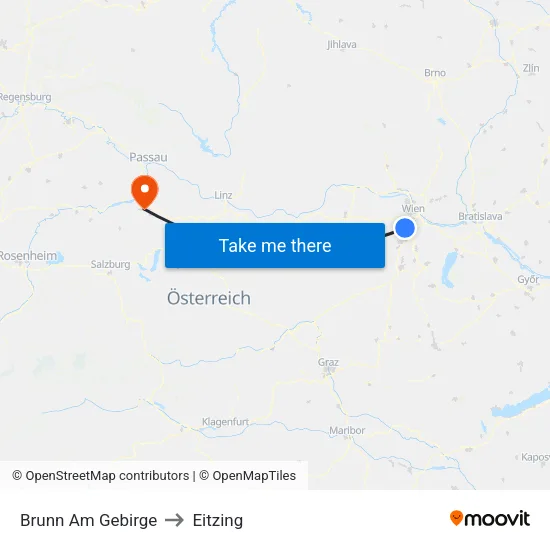 Brunn Am Gebirge to Eitzing map