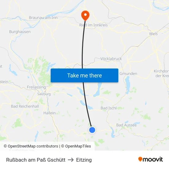 Rußbach am Paß Gschütt to Eitzing map