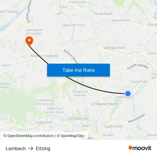 Lambach to Eitzing map