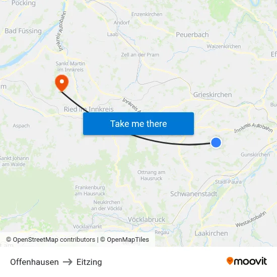 Offenhausen to Eitzing map