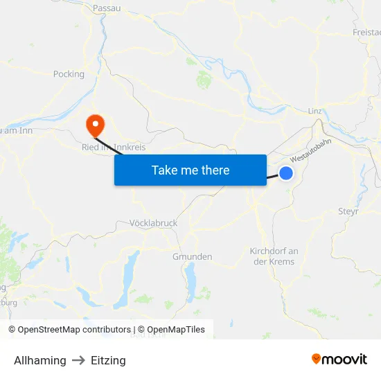 Allhaming to Eitzing map