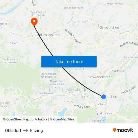 Ohlsdorf to Eitzing map