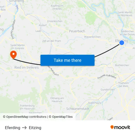 Eferding to Eitzing map