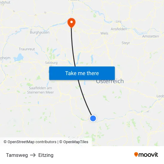 Tamsweg to Eitzing map