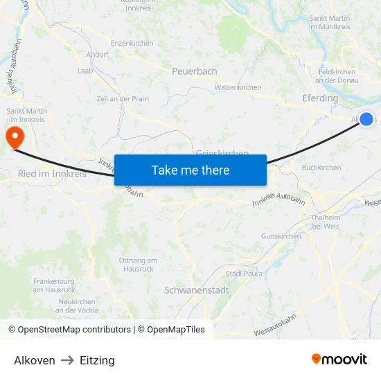 Alkoven to Eitzing map