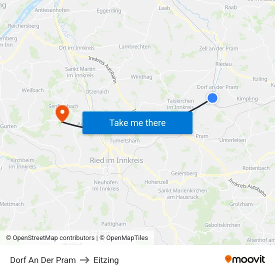 Dorf An Der Pram to Eitzing map