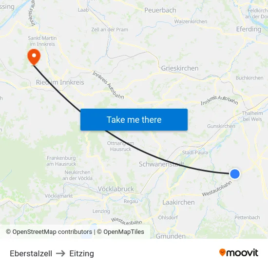 Eberstalzell to Eitzing map