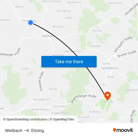 Weilbach to Eitzing map