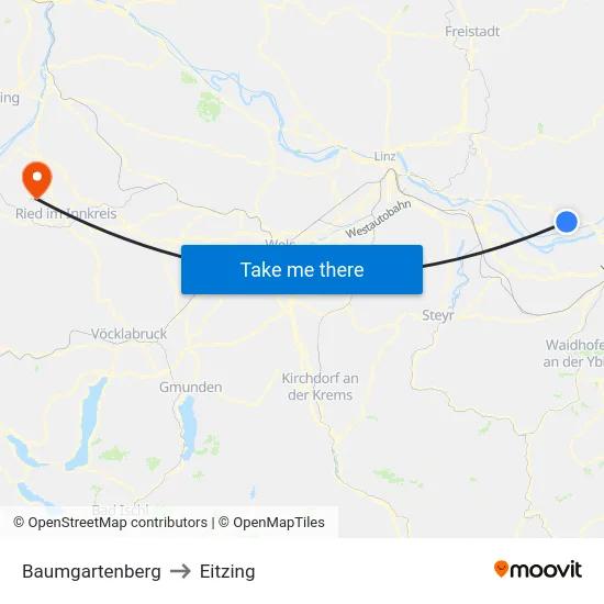 Baumgartenberg to Eitzing map