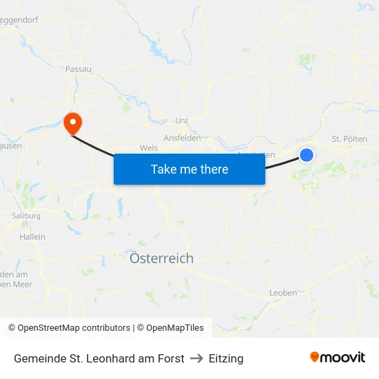 Gemeinde St. Leonhard am Forst to Eitzing map
