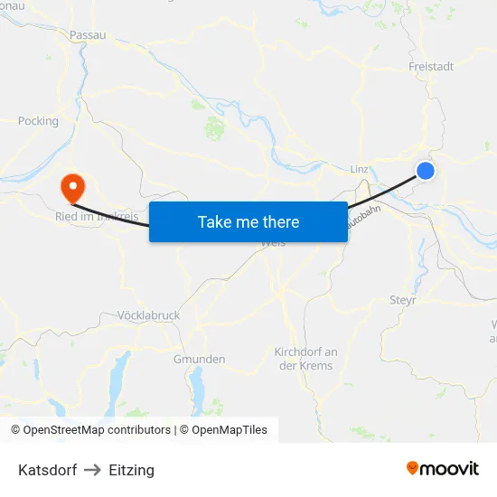 Katsdorf to Eitzing map