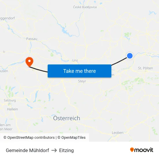 Gemeinde Mühldorf to Eitzing map