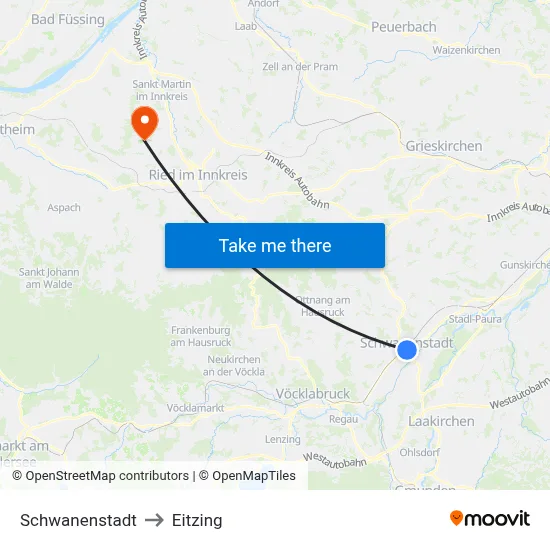 Schwanenstadt to Eitzing map